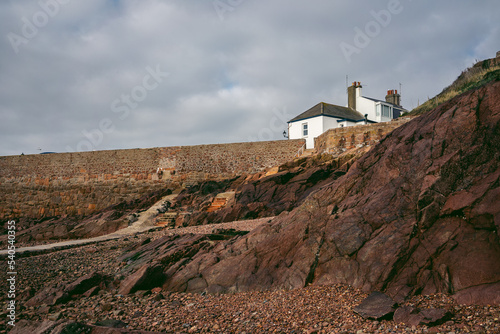 Beautiful nature views of coastal cliffs and beaches on Jersey Island (Channel Islands, UK)