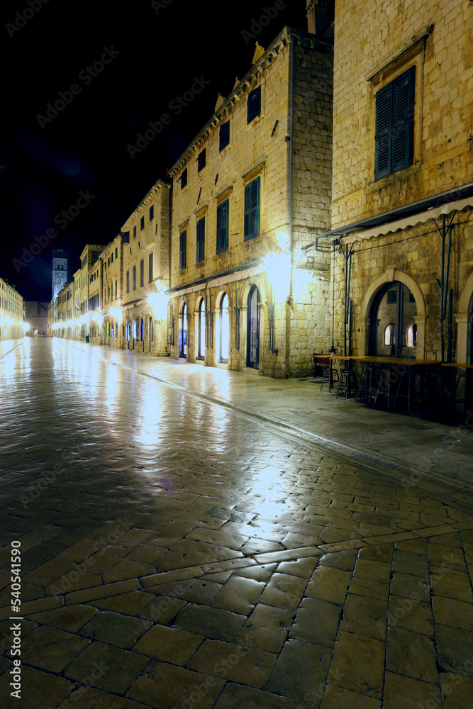night Dubrovnik city - popular croatian place for tourism, Croatia, Europe ...exclusive - this image is sold only Adobe stock