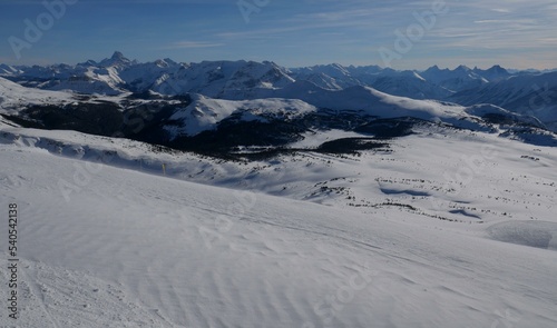 Mount Assiniboine in the background view at Sunshine Village Ski Slope