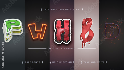 Set 5 Horror Halloween Editable Text Effects, Font Styles