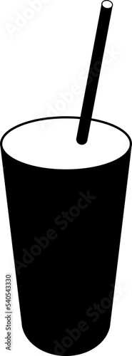 Icon cup with milkshake, drink or juice symbol for cafe, restaurant, fast food