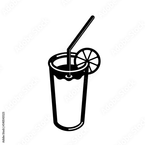 Icon of a glass of a cooling drink or a cocktail in black color on a white background