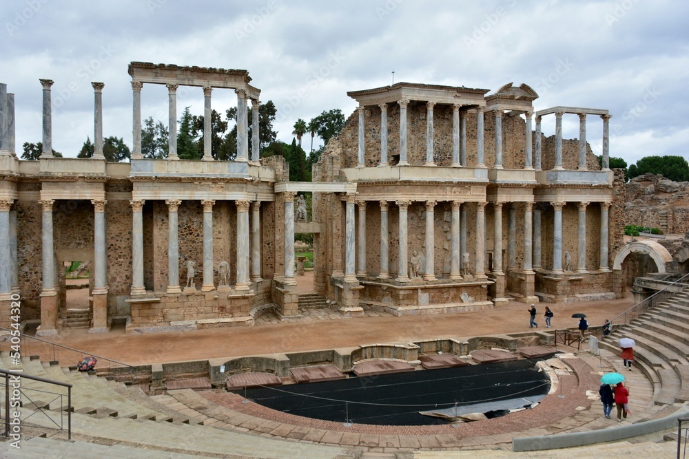Vista del teatro romano de Mérida, España