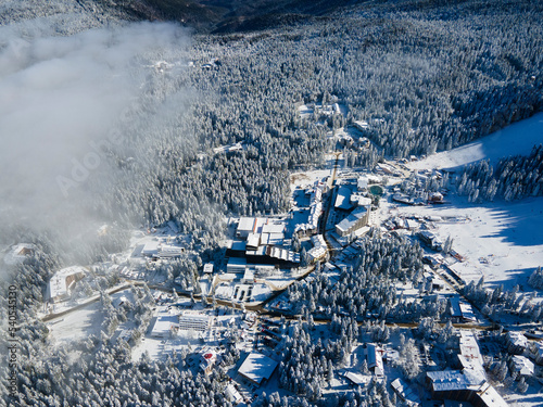 Aerial view of Rila Mountain near ski resort of Borovets, Bulgaria photo