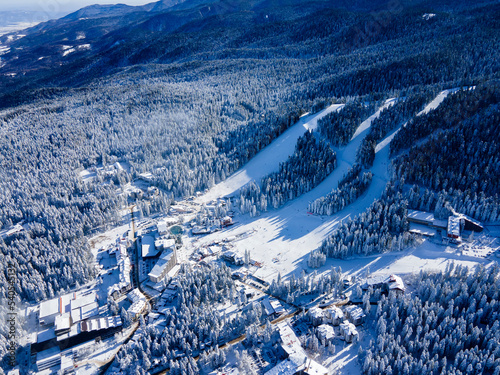 Aerial view of Rila Mountain near ski resort of Borovets, Bulgaria photo