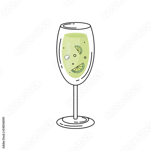 Cocktail with lime and ice 