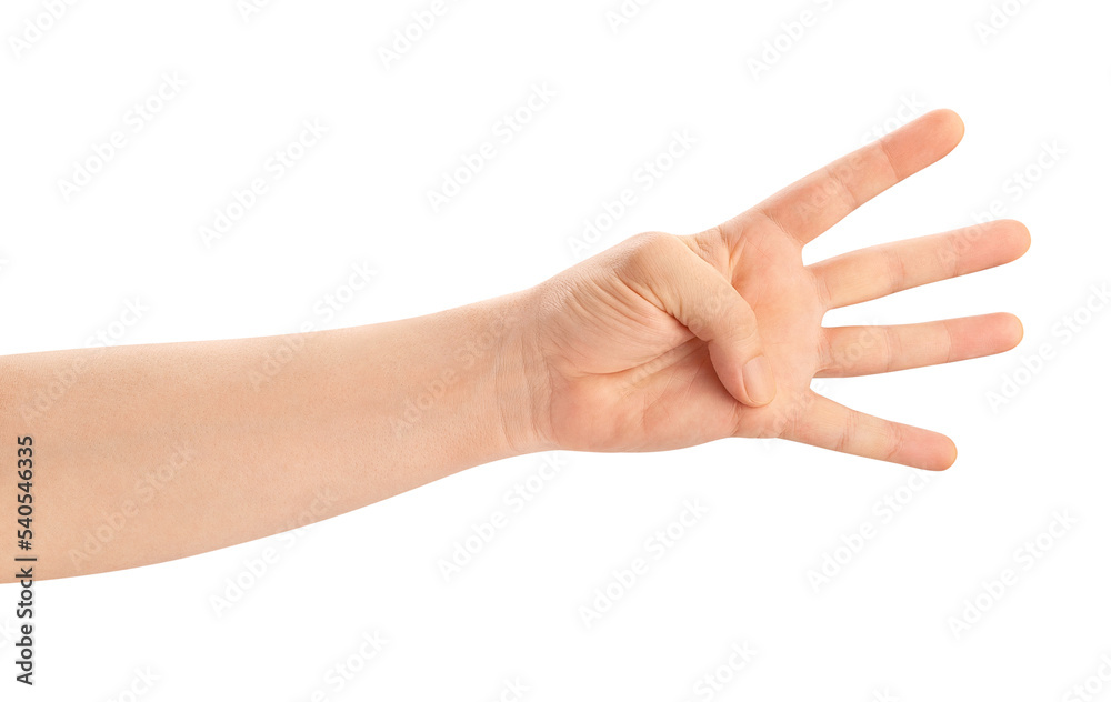 four fingers gesture path isolated on white