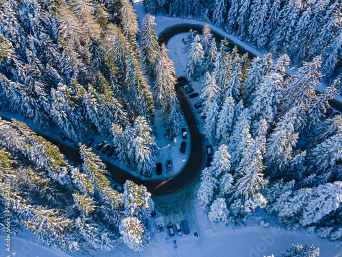 Aerial view of Rila Mountain near ski resort of Borovets, Bulgaria photo