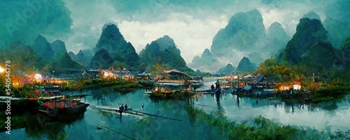 fisherman village, chinese photo