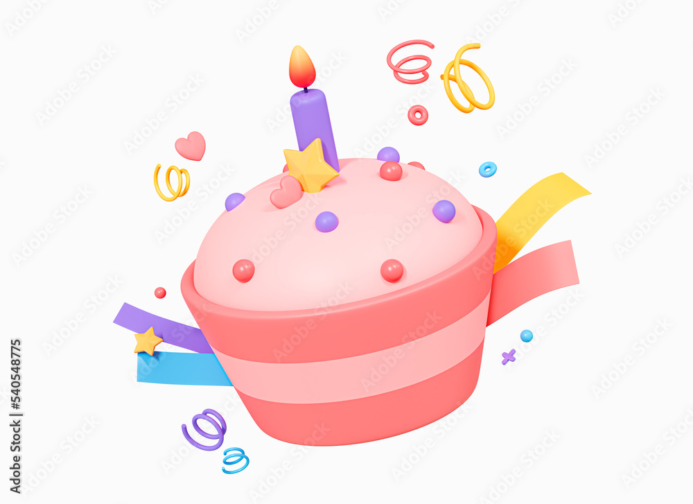 Animated Pink Birthday Cake