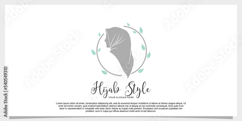 hijab style logo design vector with creative concept template