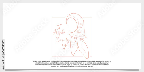 hijab style logo design vector with creative concept template