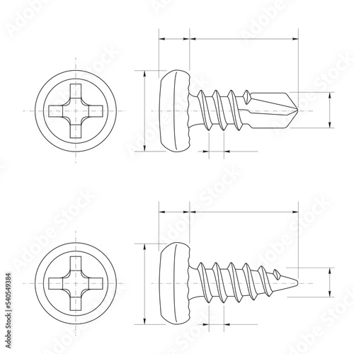 blueprint small screw self tapping, set metallic screws
