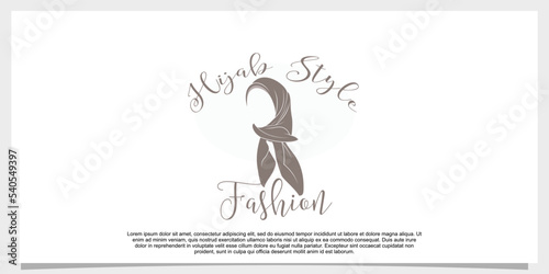 hijab style logo design vector with creative concept template