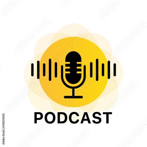Microphone podcast icon. Microphone icon. Studio microphone table Podcast. Vector illustration