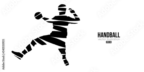 Abstract silhouette of a handball player on white background. Handball player man are throws the ball. Vector illustration