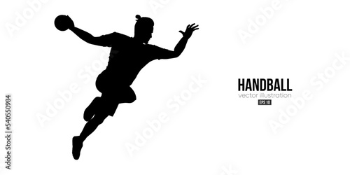Abstract silhouette of a handball player on white background. Handball player man are throws the ball. Vector illustration