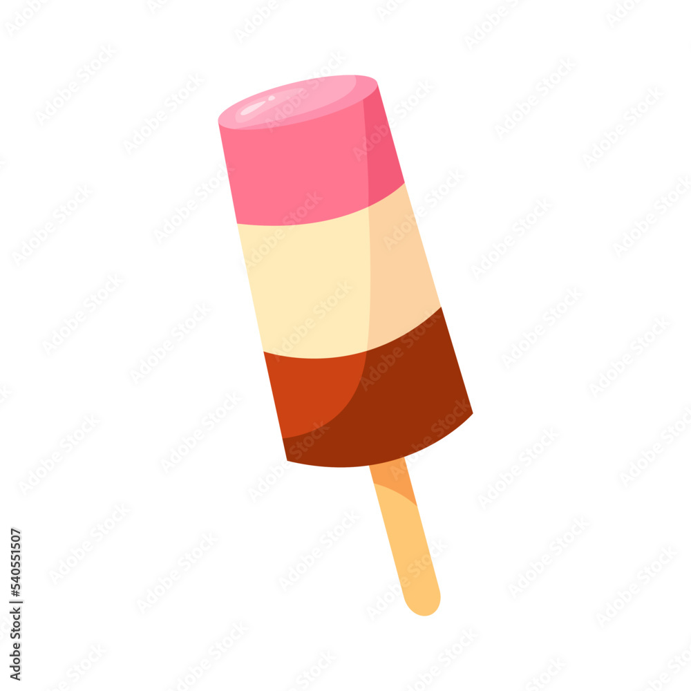 srawberry creamy chocolate ice cream icing on a stick popsicle vector srawberry creamy chocolate ice cream icing on a stick popsicle vector