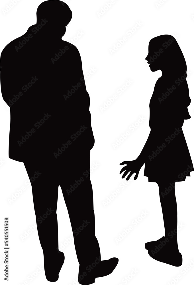 a man and a girl body silhouette vector