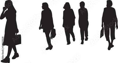 people walking, body silhouette vector