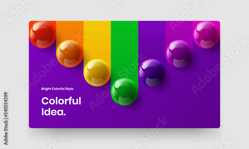 Simple 3D spheres website concept. Premium placard vector design template.