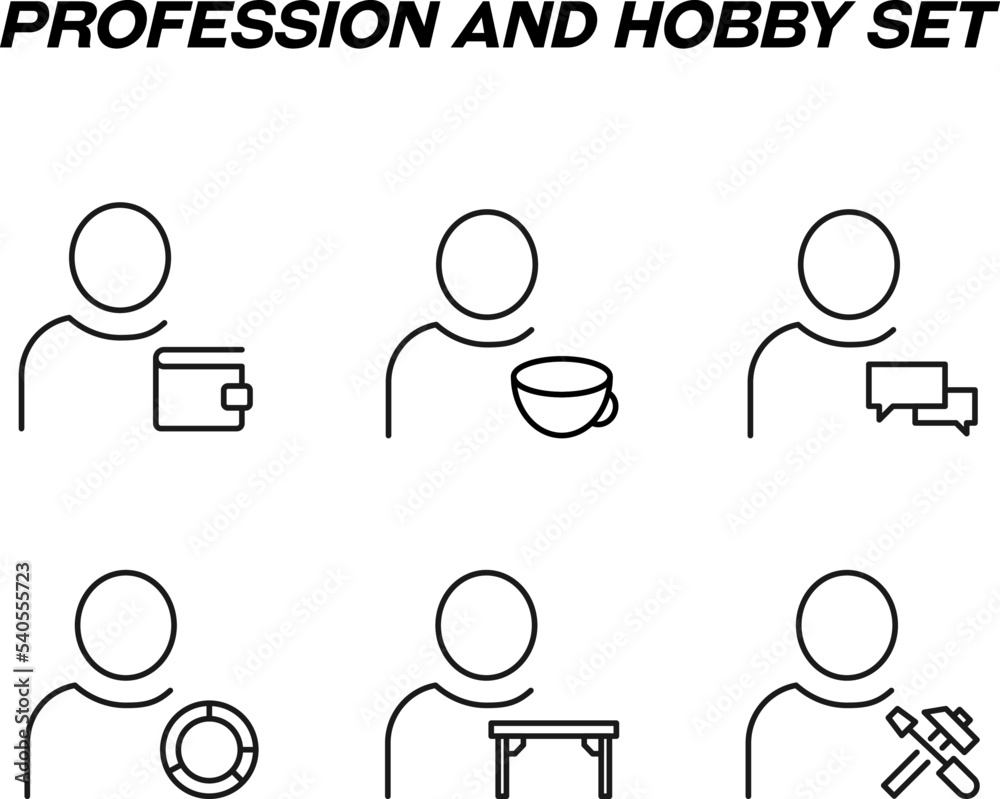 Monochrome signs in flat style for stores, shops, web sites. Editable stroke. Vector line icon set with symbols of wallet, cup, speech bubble, table, tools for repair by person Monochrome signs in flat style for stores, shops, web sites. Editable stroke. Vector line icon set with symbols of wallet, cup, speech bubble, table, tools for repair by person