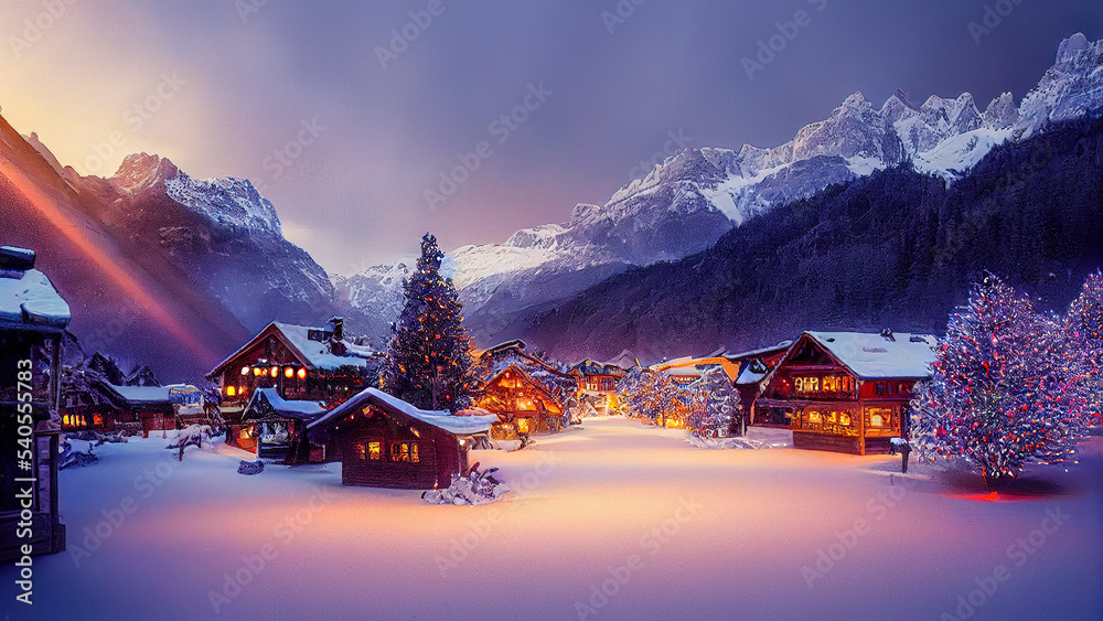 Weihnachtliche Winterlandschaft in den Alpen Christmas Jahreszeit