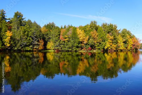 New England fall colors reflecting in a lake