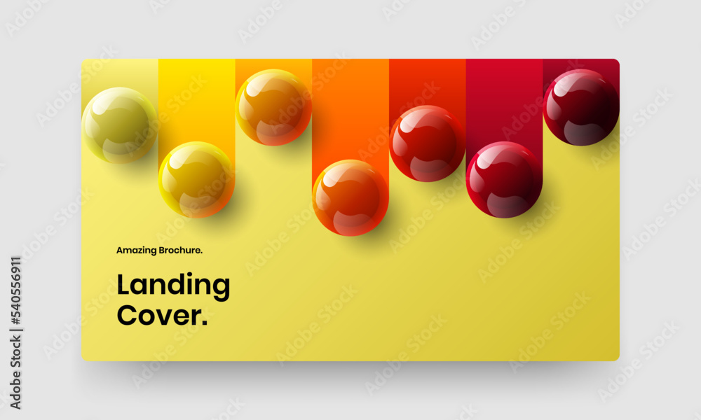 Premium 3D balls booklet illustration. Trendy poster vector design layout.