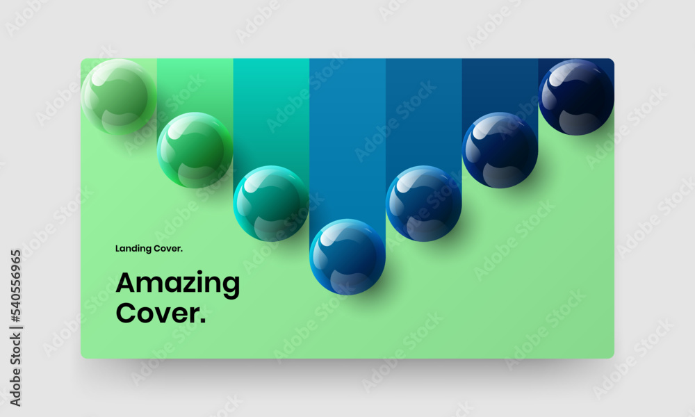 Modern landing page vector design layout. Unique realistic spheres pamphlet template.