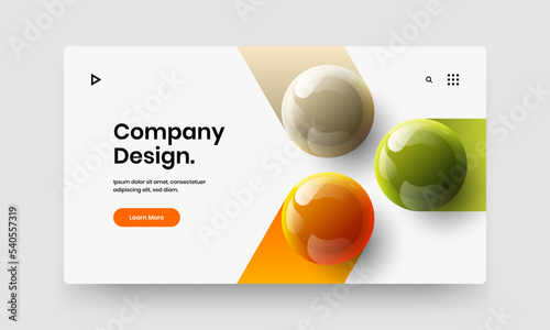 Colorful catalog cover vector design template. Minimalistic 3D balls postcard layout.