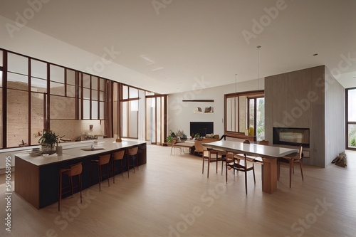 Wallpaper Mural Spacious open kitchen with a dining room in a modern house Torontodigital.ca