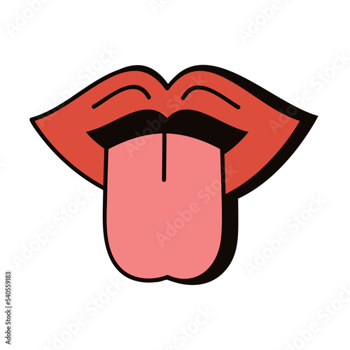 mouth with tongue out retro