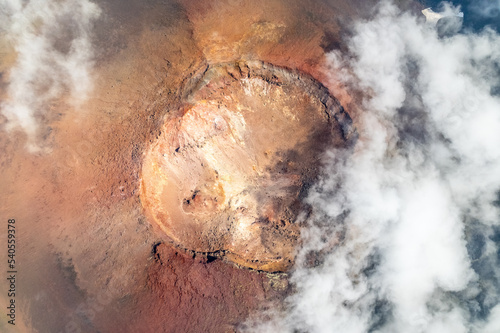 Tyatya volcano crater aerial view,, Kunashir Island, Kuril Islands, Russia photo