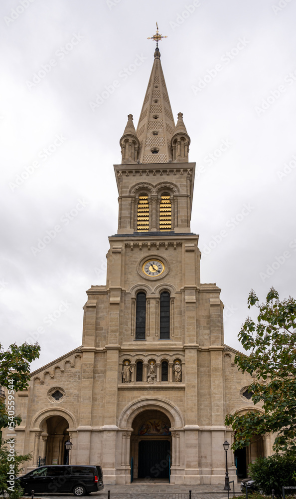 Paris, France - 10 09 2022: View of old facade of the St. Joseph of Nations Parish