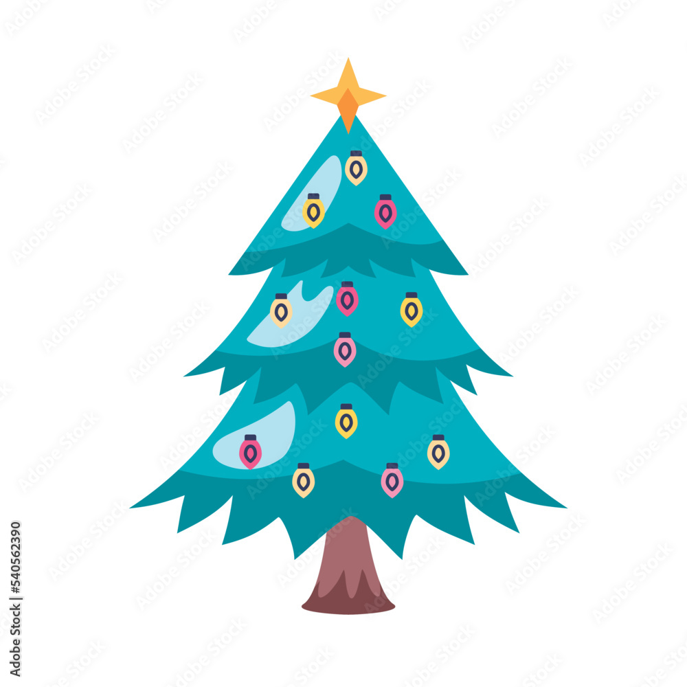 Obraz premium christmas pine tree with drops bulbs