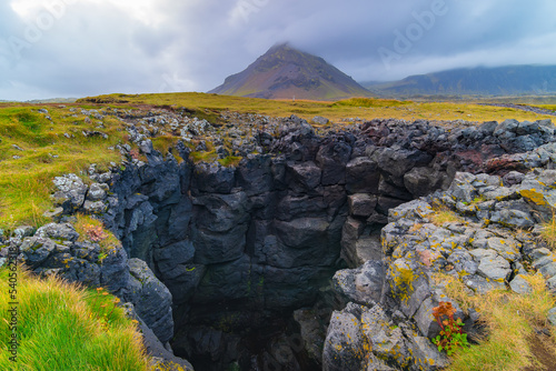 Landscape of the Arnastapi cliffs (Iceland) photo
