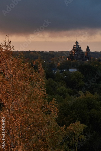 Church of the Transfiguration of the Lord in the autumn morning on the island of Kizhi