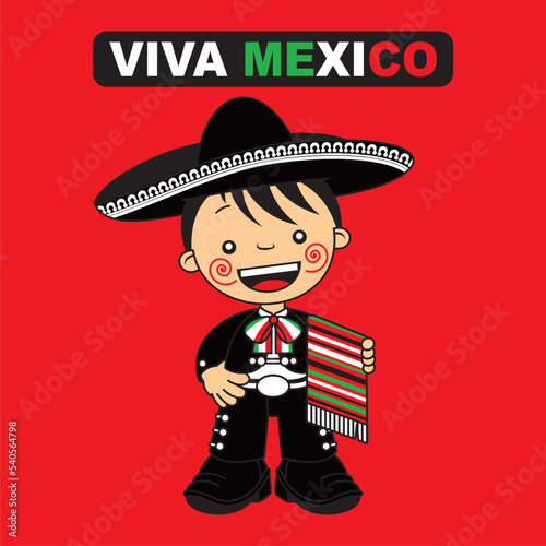 VIVA MEXICO MARIACHI CULTURE CARTOON- VECTOR ART ILLUSTRATION COLOR