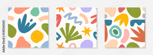 Set of childish abstract seamless pattern.Colorful hand drawn organic shapes,doodles and elements.Vector trendy design for prints,flyers,banners,fabric,invitations,branding,covers and more.