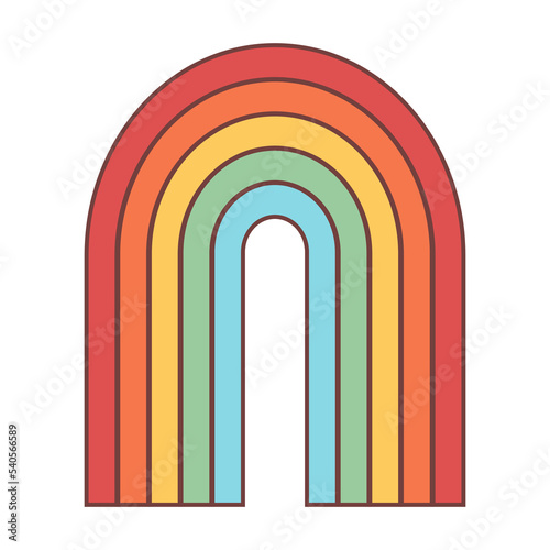  Funny cartoon rainbow. Groovy hippie 70s. 