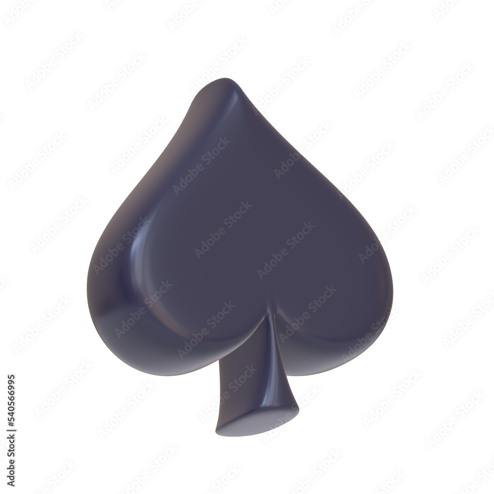 Aces playing cards symbol spades with black colors isolated on white background. 3D icon, sign and symbol. Cartoon minimal style. 3D Rendering Illustration Aces playing cards symbol spades with black colors isolated on white background. 3D icon, sign and symbol. Cartoon minimal style. 3D Rendering Illustration