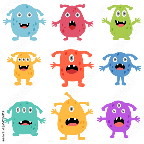 set of funny monsters on white background vector 