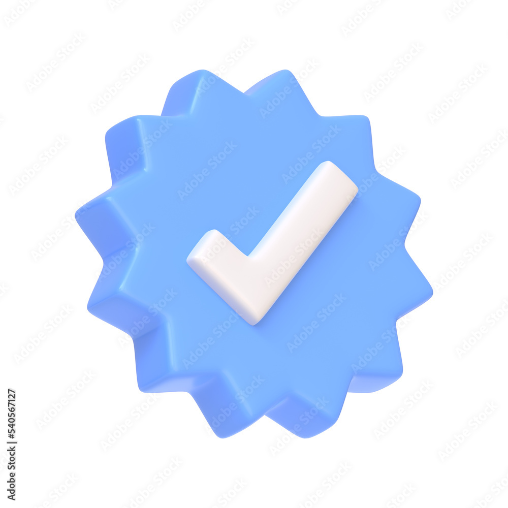Verify check icon isolated on white background. 3D icon, sign and symbol. Cartoon minimal style. 3D Rendering Illustration Verify check icon isolated on white background. 3D icon, sign and symbol. Cartoon minimal style. 3D Rendering Illustration