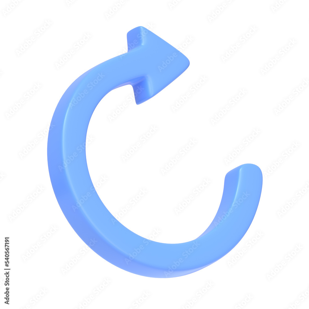 Blue arrow icon, update symbol isolated on white background. 3D icon, sign and symbol. Cartoon minimal style. 3D Rendering Illustration Blue arrow icon, update symbol isolated on white background. 3D icon, sign and symbol. Cartoon minimal style. 3D Rendering Illustration