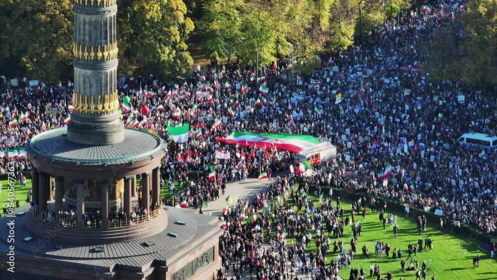 custom made wallpaper toronto digitalAerial shot of crowded square and surrounding street during Iranian protest gathering against regime. Berlin, Germany