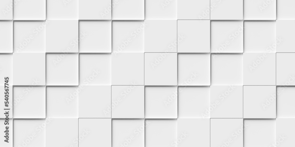 Random shifted white cube boxes block background wallpaper banner full frame filling Random shifted white cube boxes block background wallpaper banner full frame filling