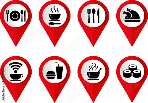 Free Download Food icon set, flat design pointers, infographic template. - GFXLoad