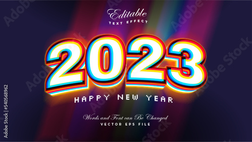Happy New Year 2023 3D Bold Text Effect