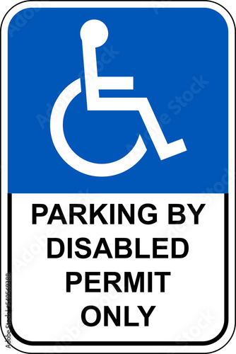 Reserved parking sign disabled permit access handicapped parking only  